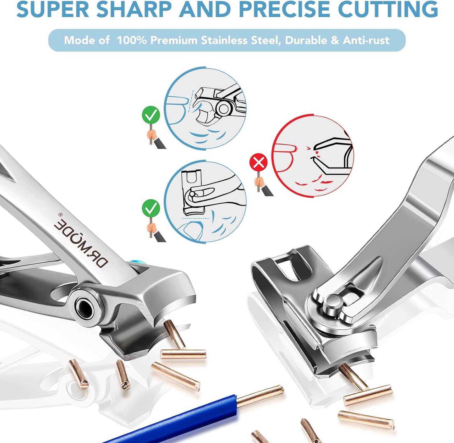 Nail Clippers for Men Thick Nails - 15Mm Wide Jaw Opening Extra Large Toenail Clippers & Easy Grip 360 Degree Rotary Fingernail Clippers for Seniors Nail Cutter with Nail File Cuticle Trimmer