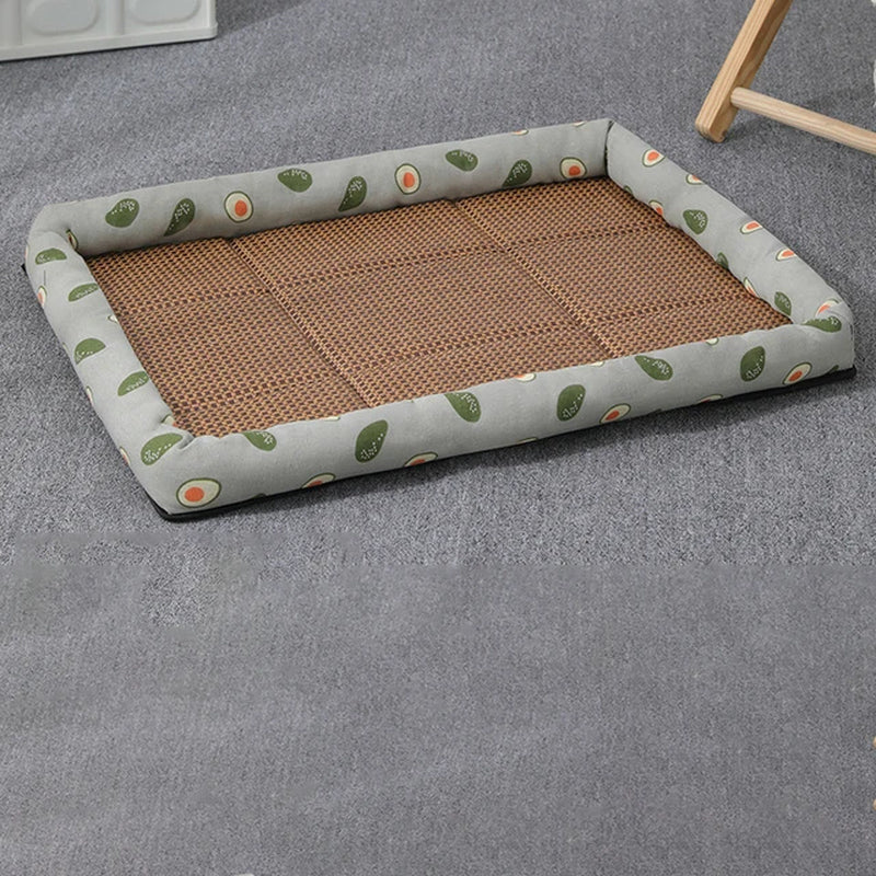 Professional Title: "Breathable Lightweight Rattan Cat Bed with Cooling Mat for Small Dogs"