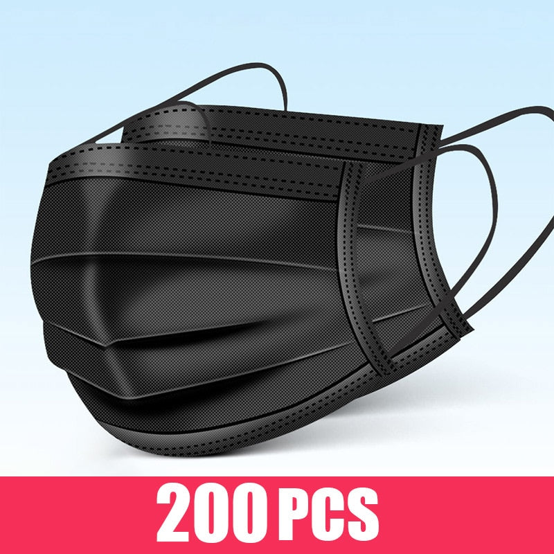 10-200pcs Surgical Face mask Disposable Black Non-wove Filter Medical masks Certified surgical mask security protection masque