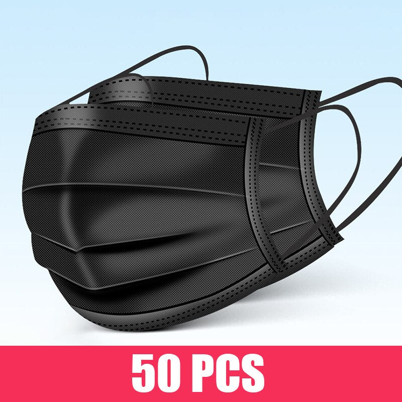 10-200pcs Surgical Face mask Disposable Black Non-wove Filter Medical masks Certified surgical mask security protection masque