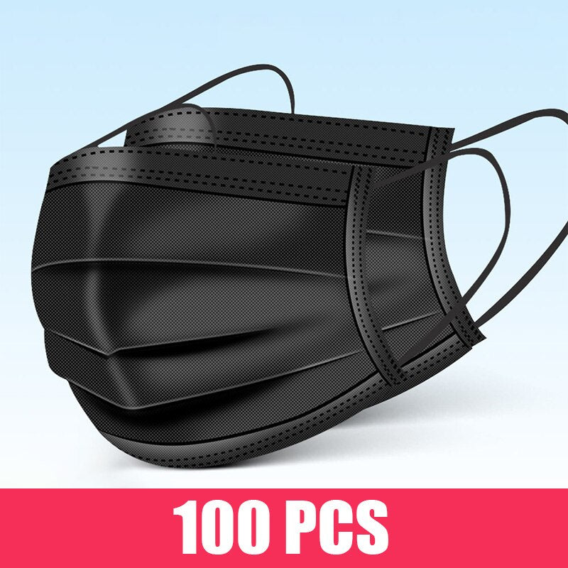 10-200pcs Surgical Face mask Disposable Black Non-wove Filter Medical masks Certified surgical mask security protection masque