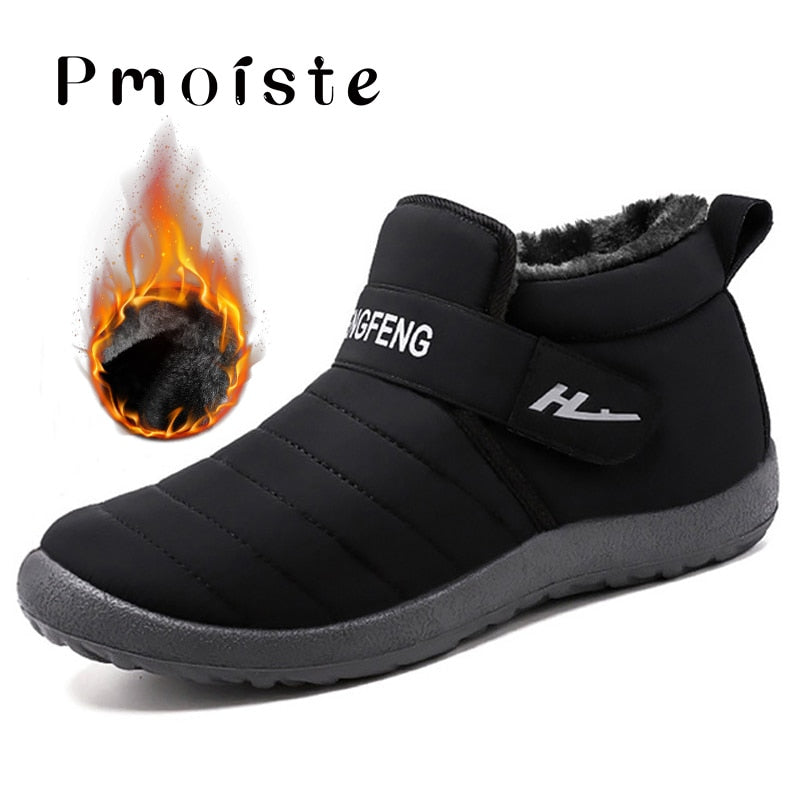 Women's Boots Winter Large Size 43-45 Hook Loop Sturdy Sole Ankle Boots Women Solid Plush Snow Boots Woman warm Shoes Cheap
