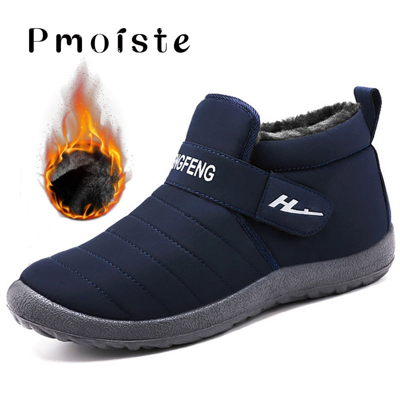 Women's Boots Winter Large Size 43-45 Hook Loop Sturdy Sole Ankle Boots Women Solid Plush Snow Boots Woman warm Shoes Cheap
