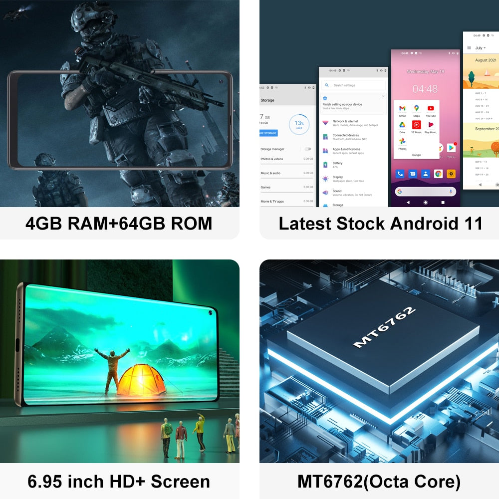 Cubot MAX 3 Smartphone 6.95" Ultra Large Full Screen 5000mAh 64GB ROM Mobile Phone 48MP Triple Camera Celular NFC Android 11 OTG
