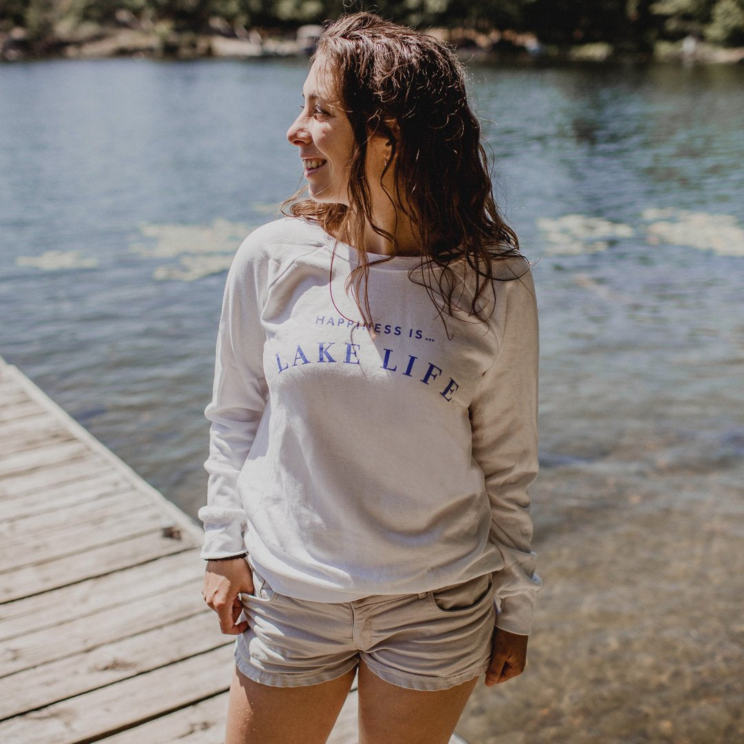 Women's Lake Life Crew Sweatshirt, White