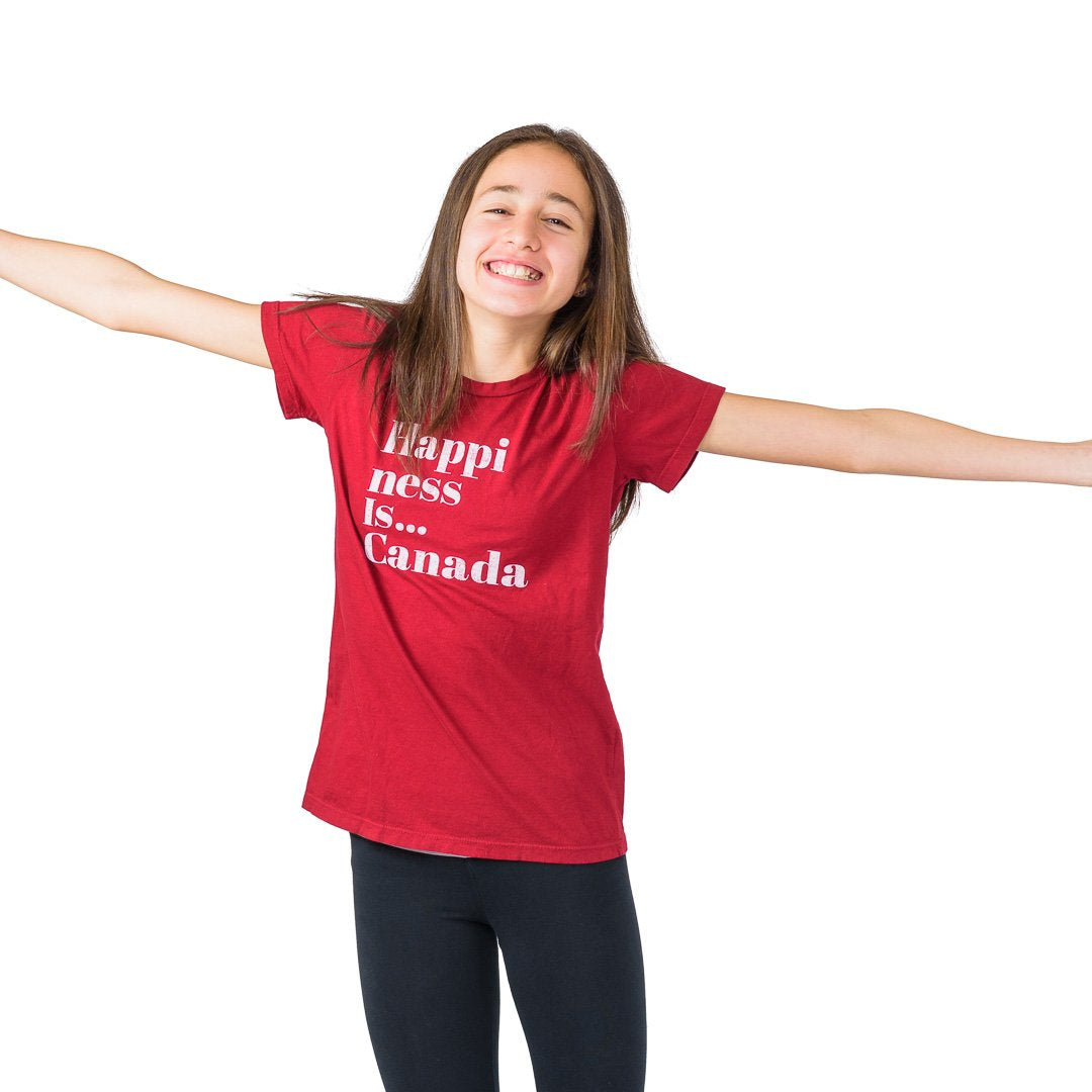 Youth Girls Happi T-Shirt, Canada Red