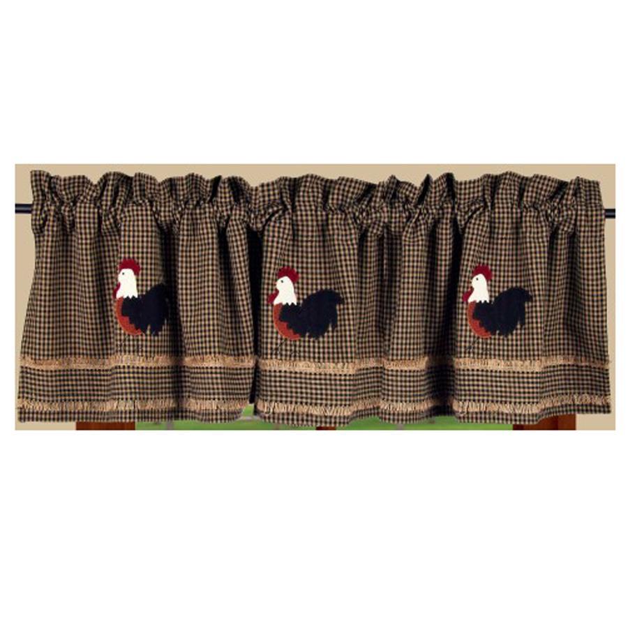 Black - Oat Rise and Shine Rooster Valance - Lined