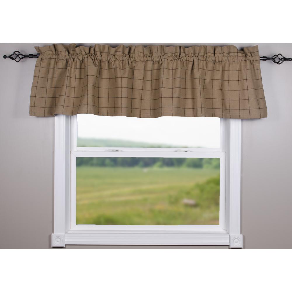 Oat-Black Alexander Check Valance - Lined