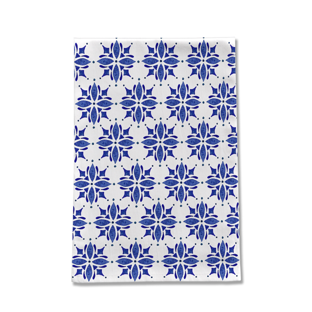Dark Blue Tile Tea Towel