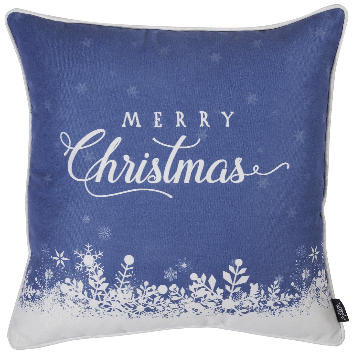 Christmas Snow Blue Square 18" Throw Pillow Cover