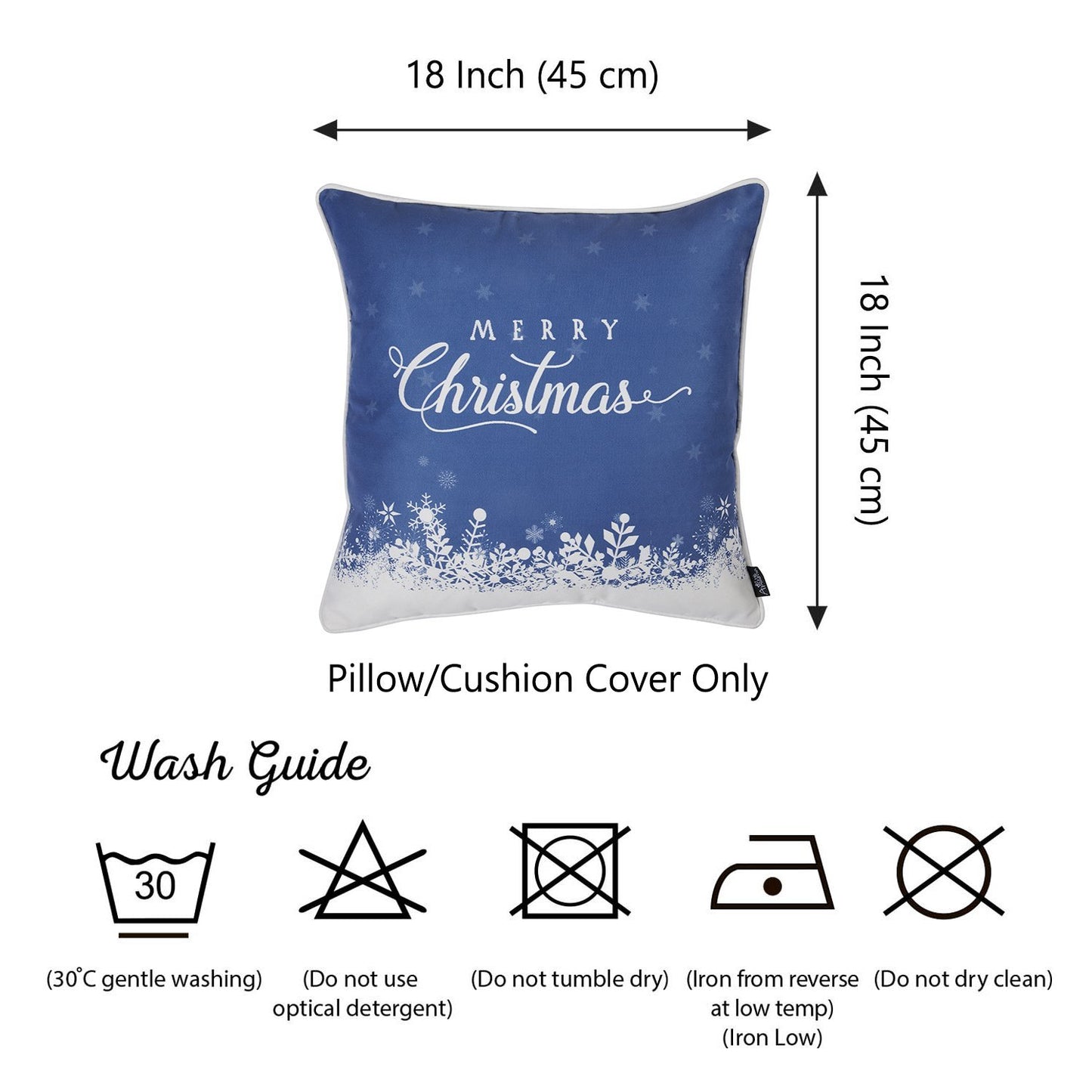 Christmas Snow Blue Square 18" Throw Pillow Cover