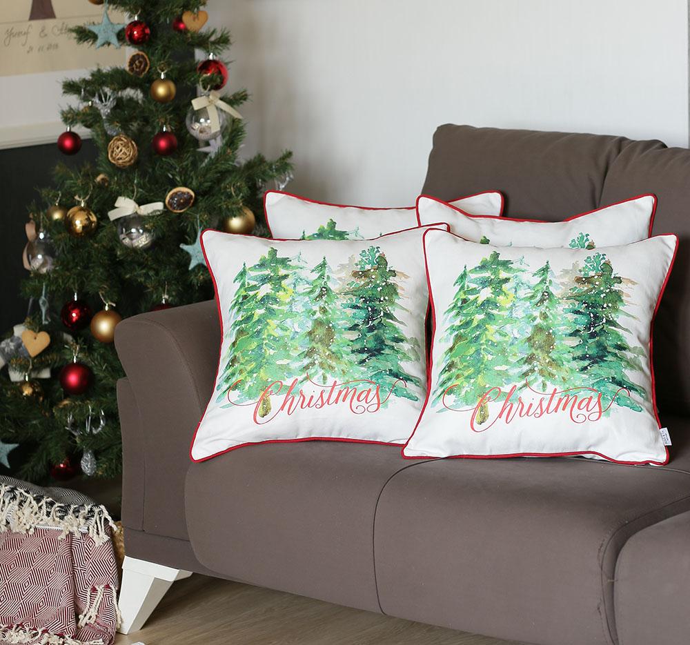 Christmas Trees Square 18" Throw Pillow Cover (Set of 4)