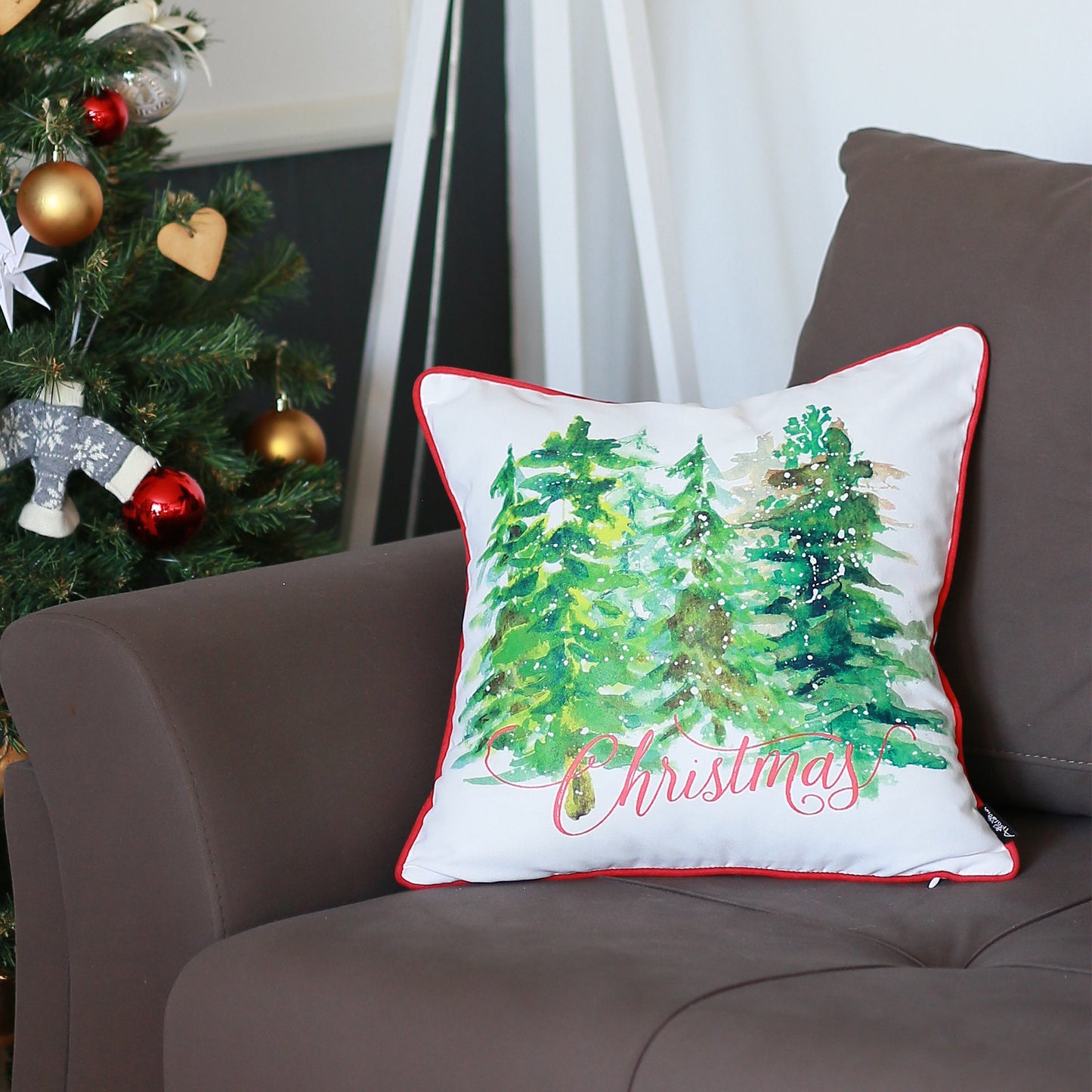 Christmas Trees Square 18" Throw Pillow Cover (Set of 4)