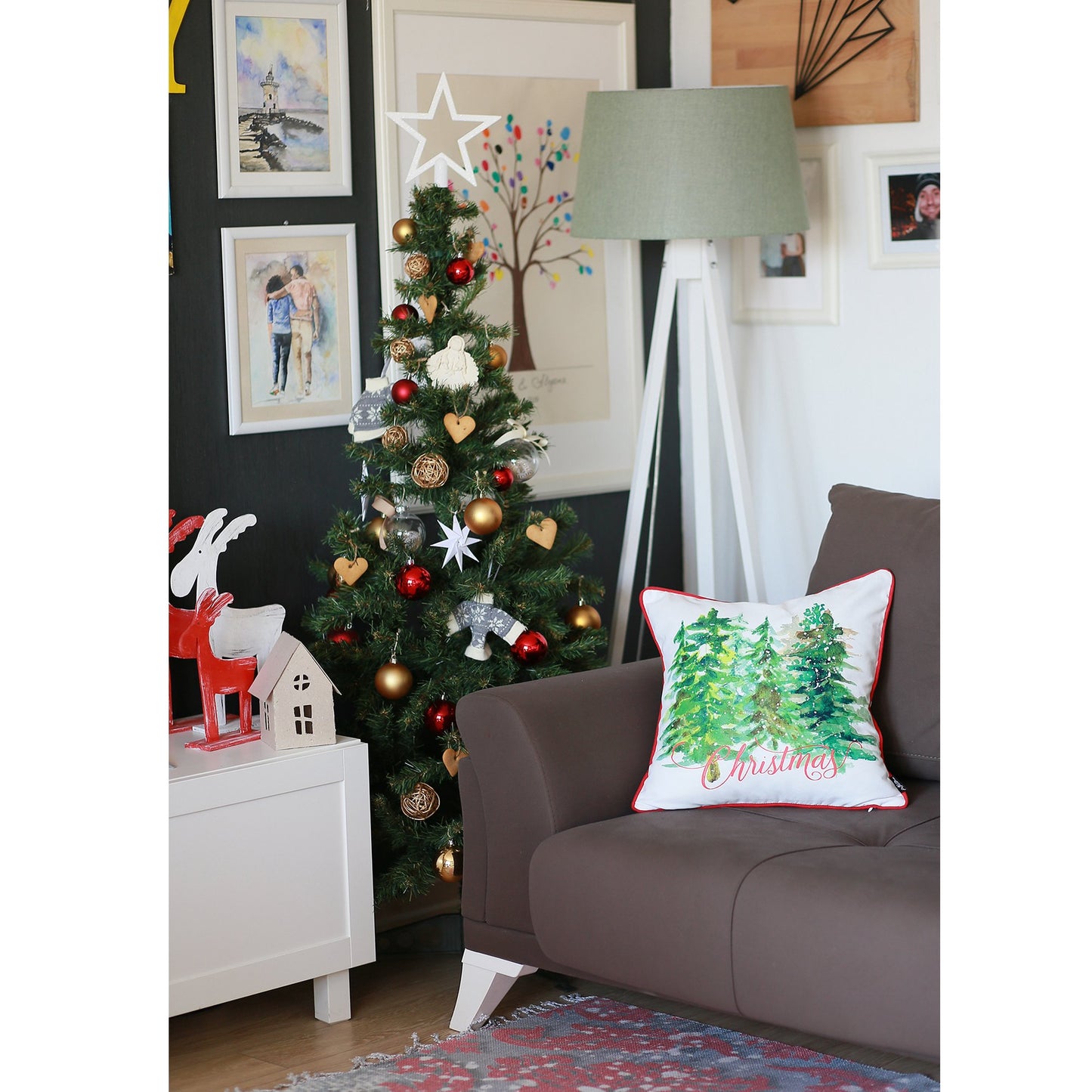 Christmas Trees Square 18" Throw Pillow Cover (Set of 4)
