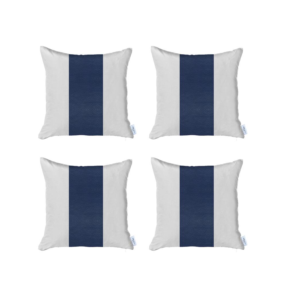 Boho Set of 4 Handcrafted Decorative Throw Pillow Cover Vegan Faux Leather Solid for Couch, Bedding