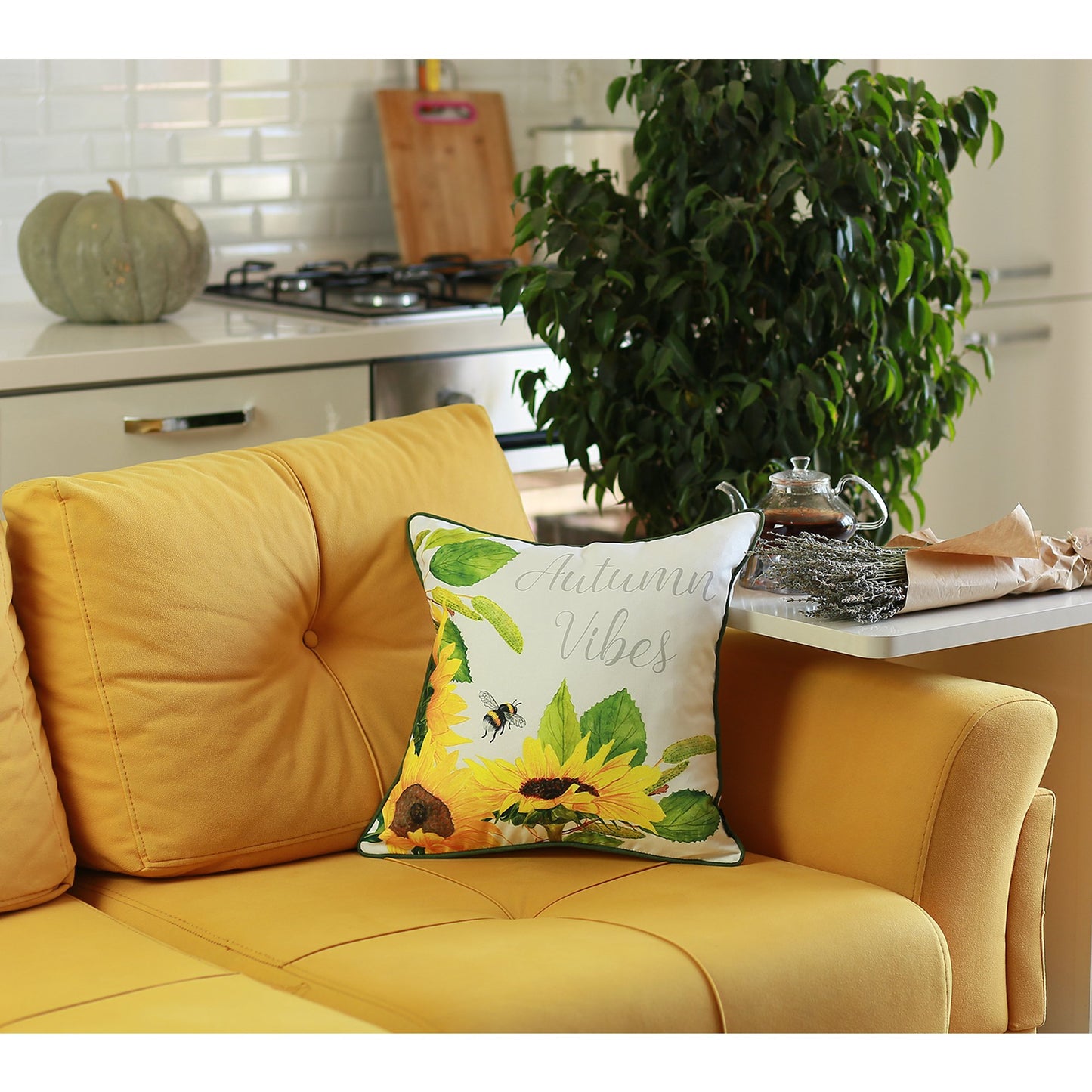 Fall Season Thanksgiving Autumn Vibes Square 18" Throw Pillow Cover