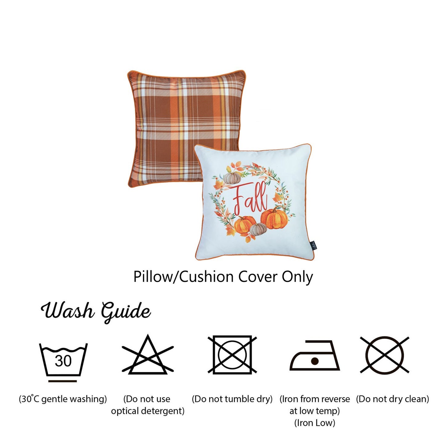 Fall Season Thanksgiving Pumpkin Square 18" Throw Pillow Cover (Set of 2)