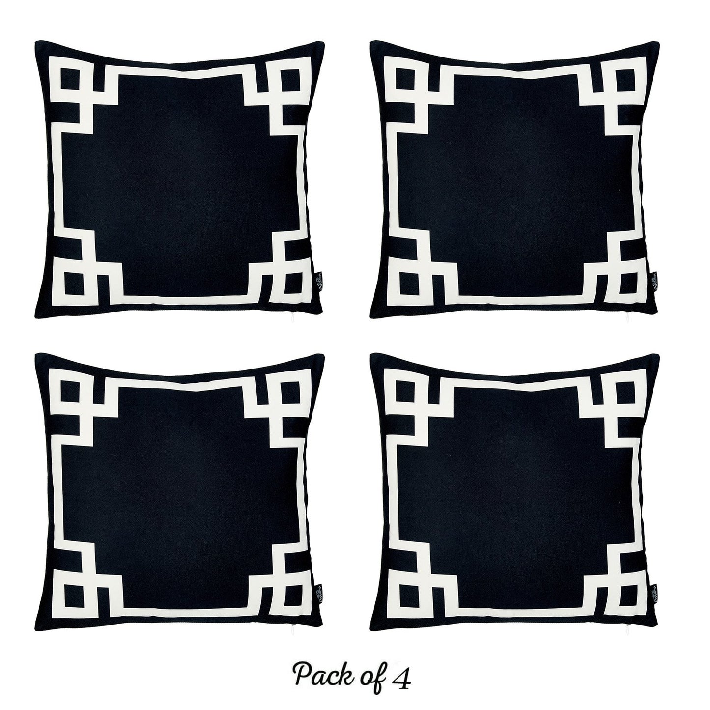 Geometric Black&White Square Decorative Throw Pillow Cover (Set of 4)