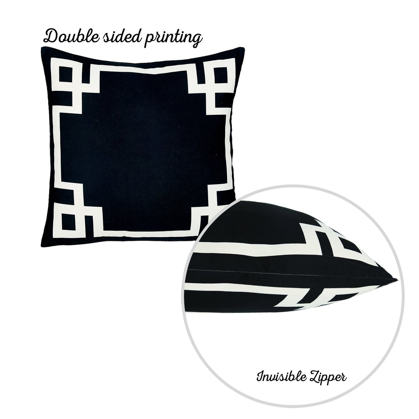 Geometric Black&White Square Decorative Throw Pillow Cover (Set of 4)