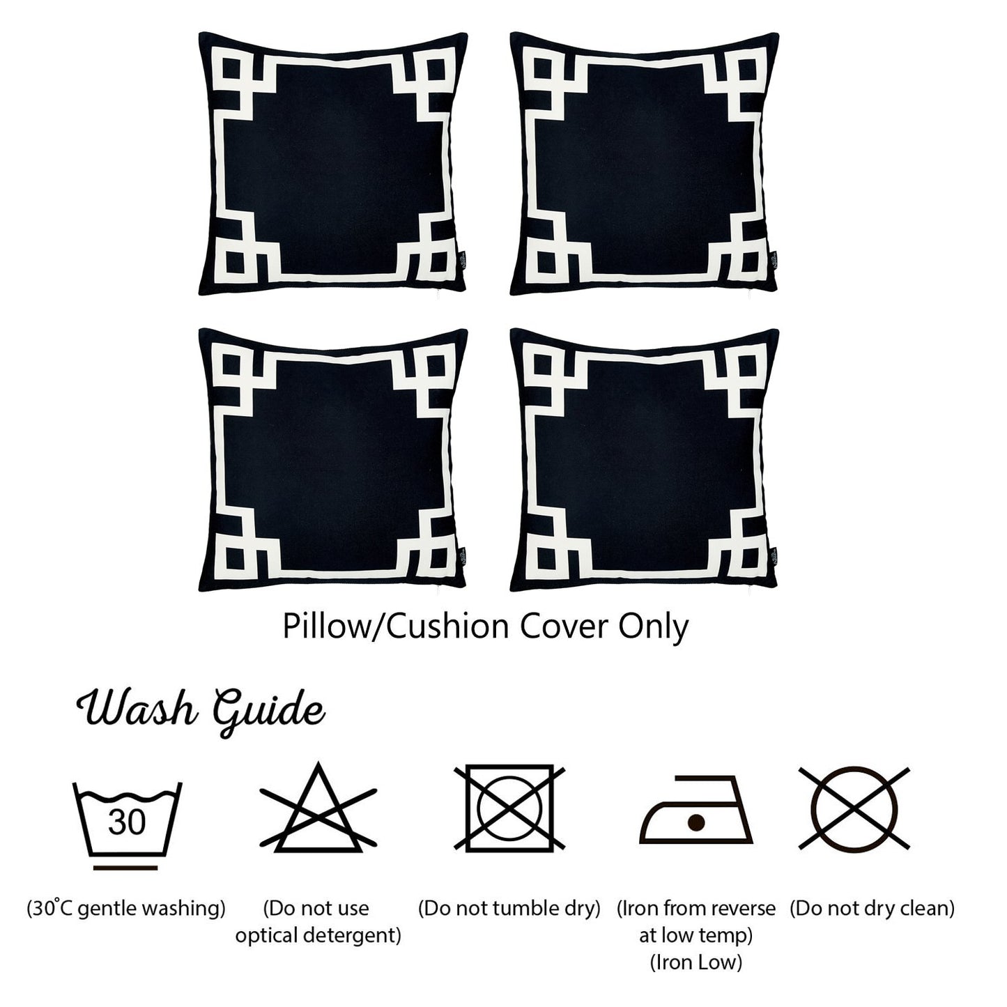 Geometric Black&White Square Decorative Throw Pillow Cover (Set of 4)