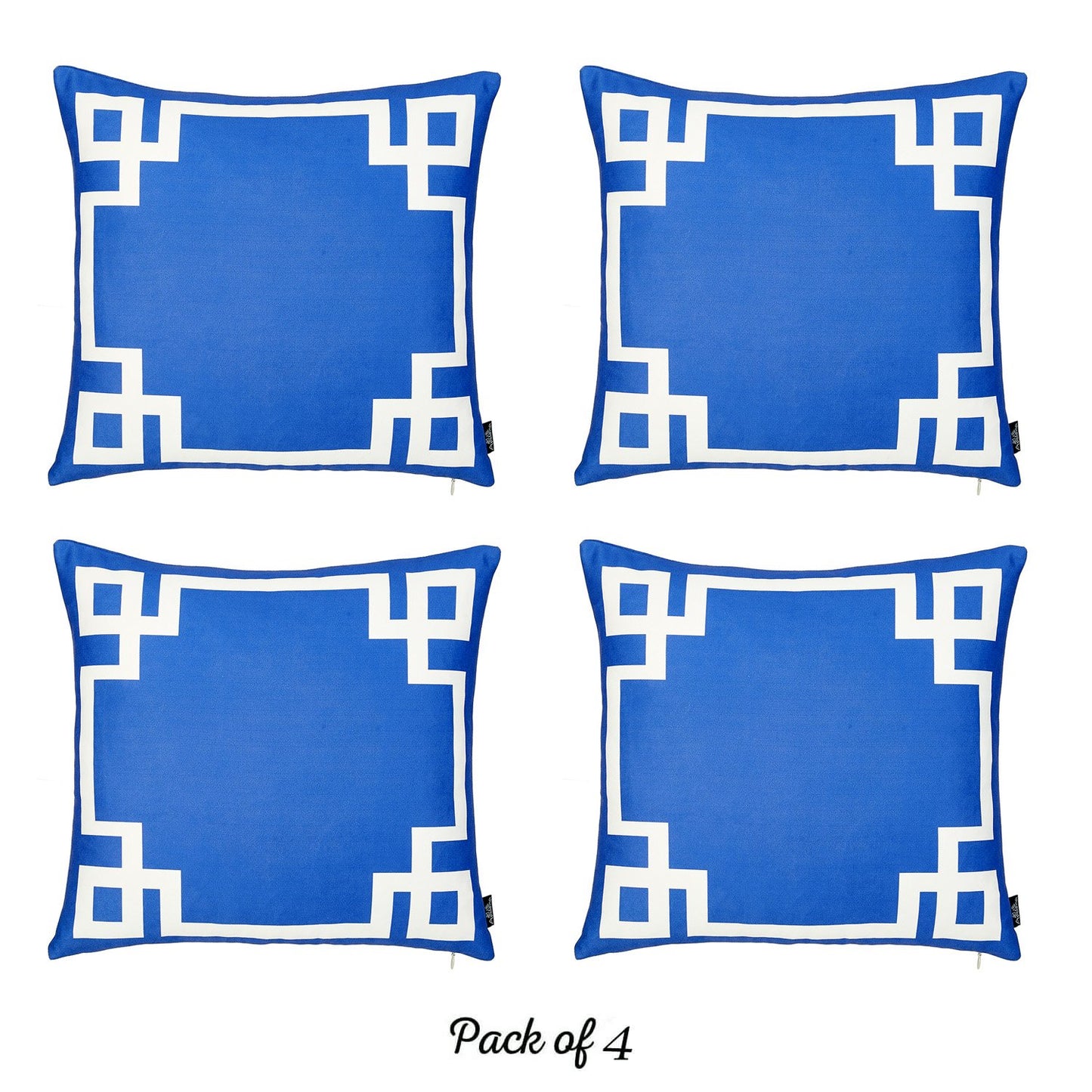 Geometric Blue&White Square Throw Pillow Cover (Set of 4)