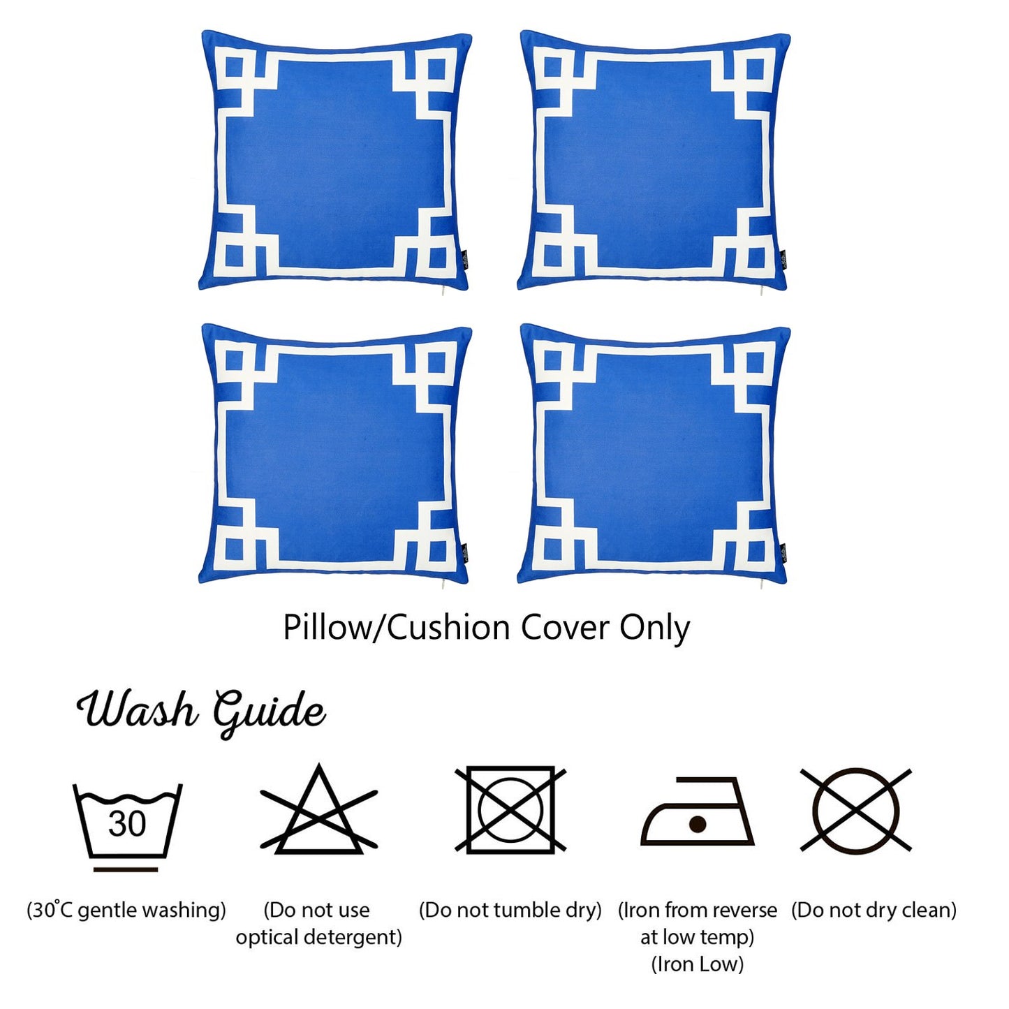Geometric Blue&White Square Throw Pillow Cover (Set of 4)
