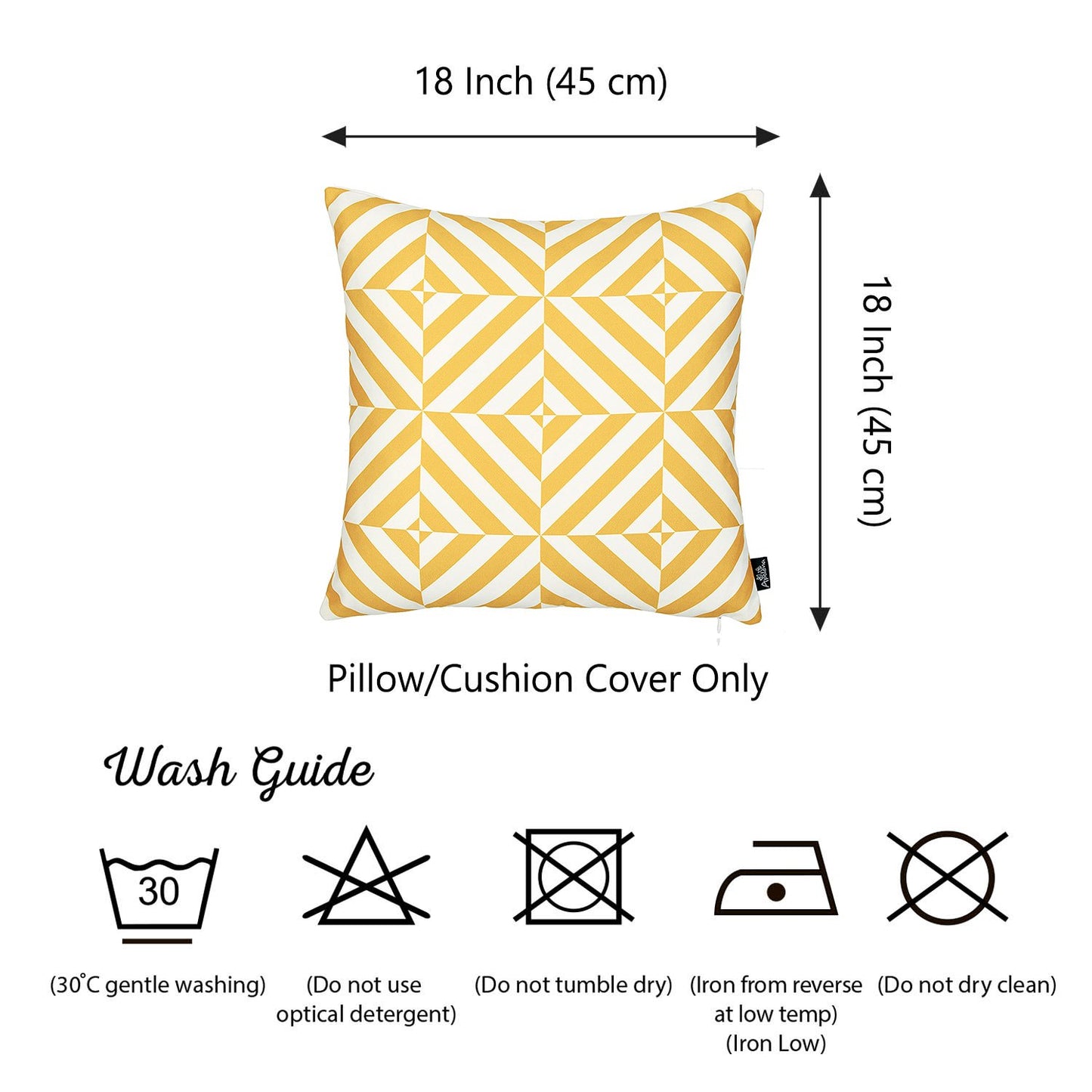 Geometric Yellow Diagram Square 18" Throw Pillow Cover (Set of 4)