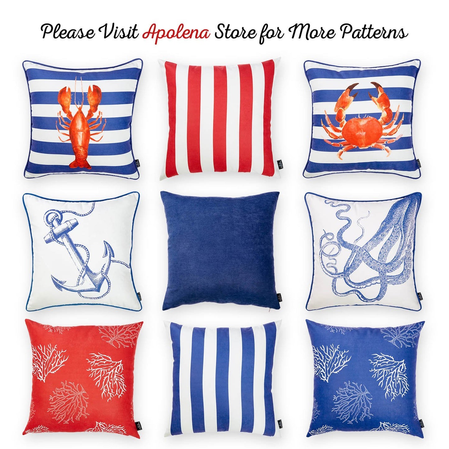 Nautica Red Reef Square 18" Throw Pillow Cover (Set of 4)