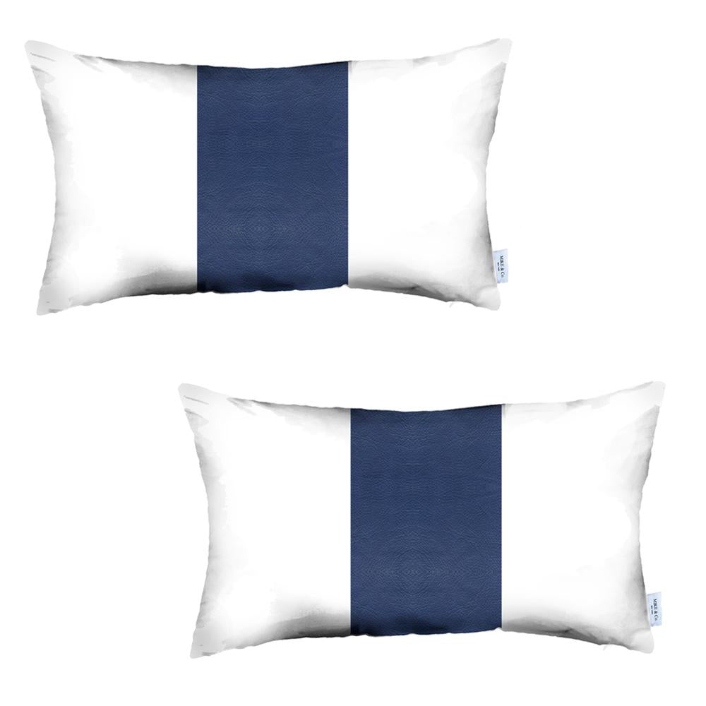 Boho Set of 2 Handcrafted Decorative Throw Pillow Cover Vegan Faux Leather Solid for Couch, Bedding