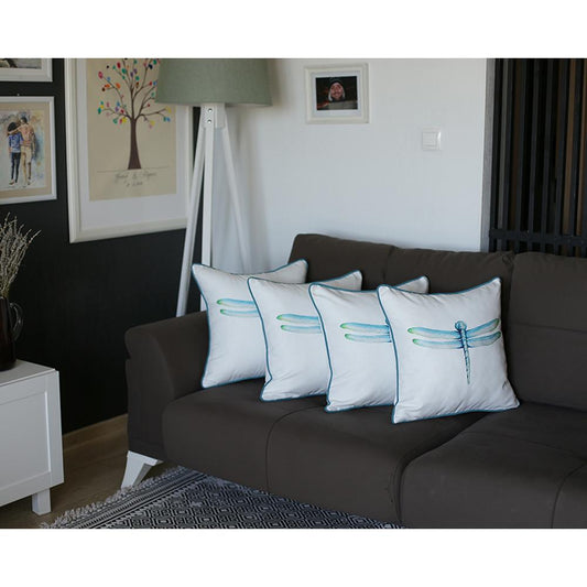 Watercolor Dragonfly Square 18" Throw Pillow Cover  (Set of 4)