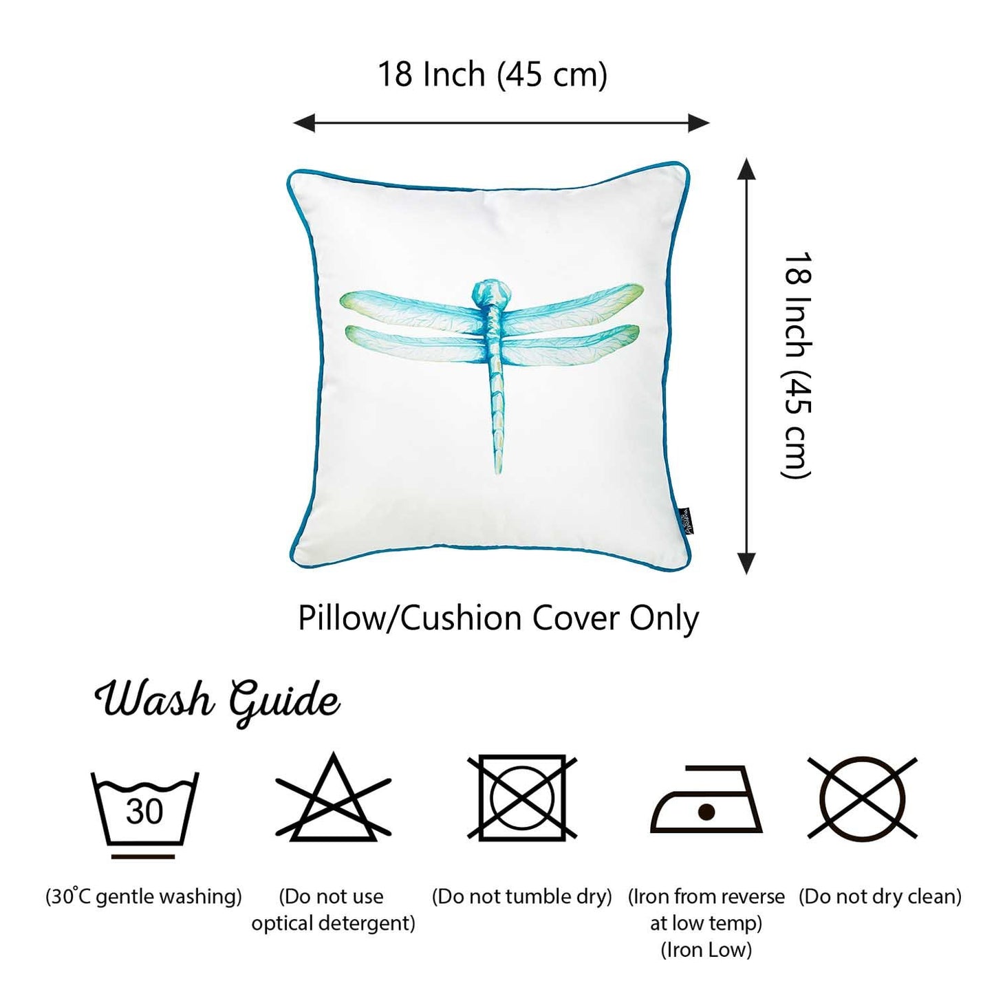 Watercolor Dragonfly Square 18" Throw Pillow Cover (Set of 4)