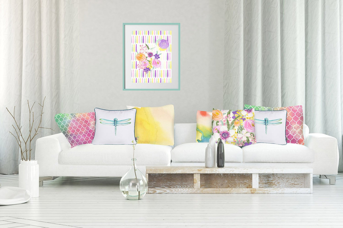 Watercolor Dragonfly Square 18" Throw Pillow Cover (Set of 4)