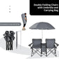 Portable Folding Picnic Double Chair W/Umbrella Table Cooler Beach Camping Chair for Patio Pool Park Outdoor