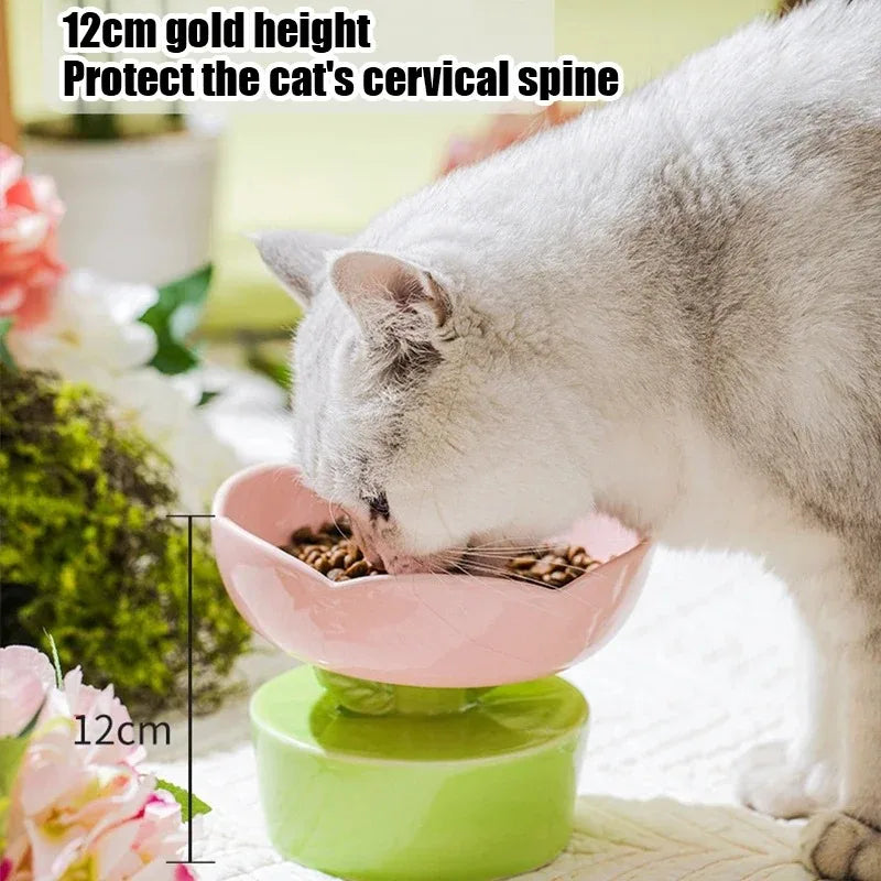 2024 Flower-Shaped Ceramic Pet Bowl for Cats