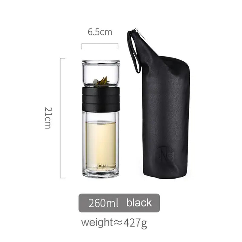 Oneisall Tea Water Bottle Travel Drinkware Portable Double Wall Glass Tea Infuser Tumbler Stainless Steel Filters the Tea Filter