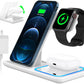 3 in 1 Wireless Charger, 18W Fast Charging Station for Iphone 15/14/13/12 /11/Pro Max/12 Pro /Xr,Wireless Charging Stand for Iwatch Series SE 9/8/7/6/5/4/3, Airpods Pro/3/2 (With QC3.0 Adapter)