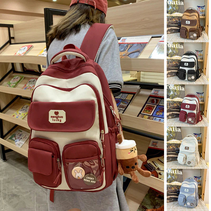 Cute Campus Preppy Backpack Large Capacity Multi-Pocket Bags Women Primary Junior High School Students Schoolbags