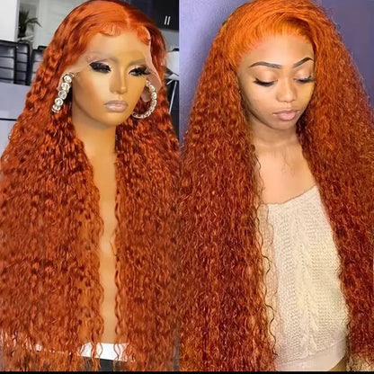 Orange Ginger Curly Human Hair Wigs 1B30 Ombre Human Hair Wig 13X4 Lace Front Hu