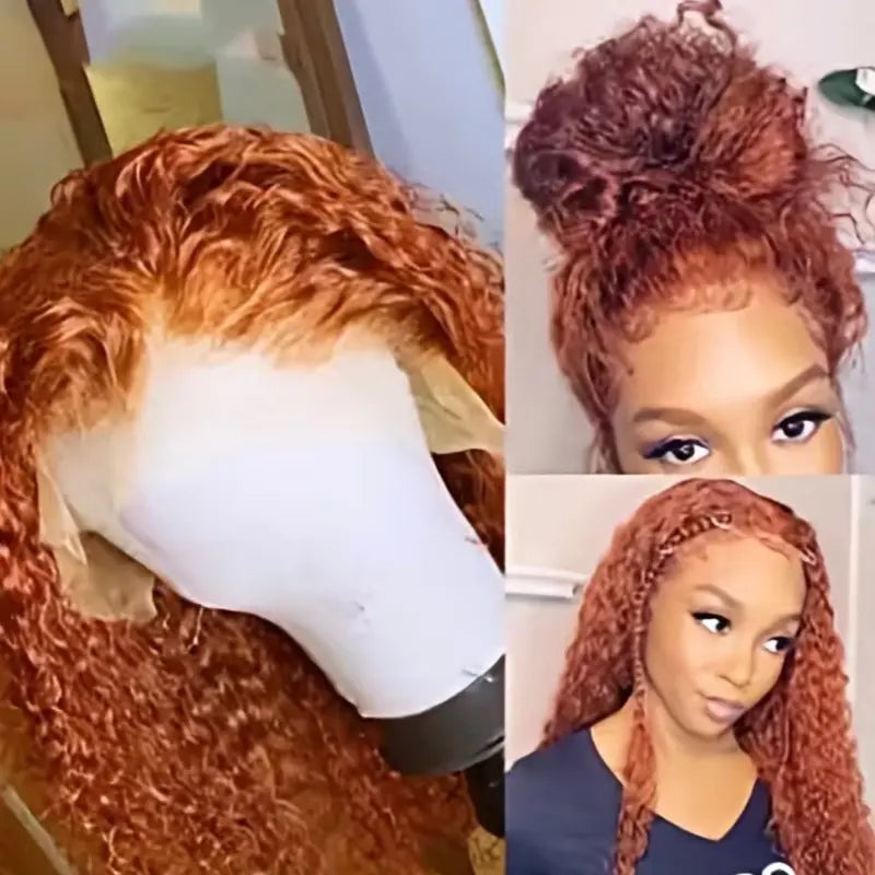 Orange Ginger Curly Human Hair Wigs 1B30 Ombre Human Hair Wig 13X4 Lace Front Hu