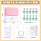 Portable Thermal Mini Printer with Bluetooth Connectivity for Phone - Wireless Label Maker with Free Cut Tape for Notes, Children DIY - Compatible with iOS and Android