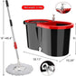 VEETGG Janitorial Mop Bucket Wringer Set Extendable Handle 360 Spin Mops for Floor Cleaning + 2 Mop Heads Cleaning Pack Red Black Microfiber