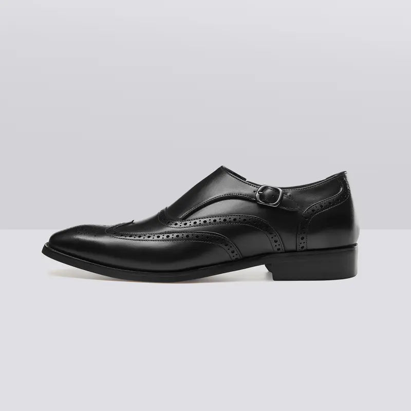 Men ’S Dress Shoes Genuine Leather Single Monk Strap Slip-On Shoes for Formal Occasions