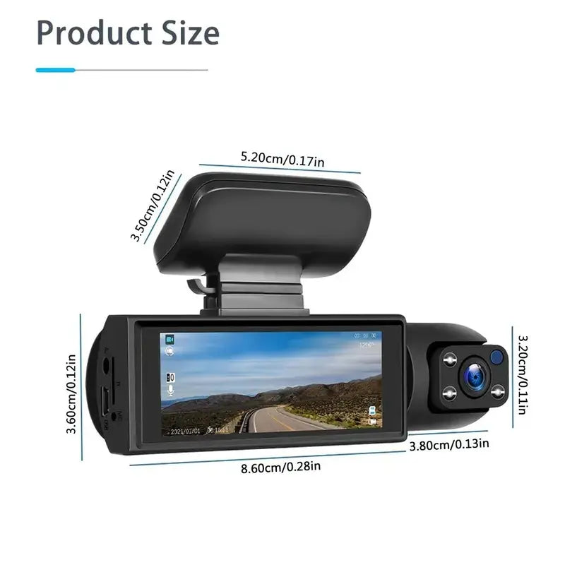 Mother'S Day Gift Front & Rear Dash Cam, 1 Count Car Dashboard Wide Angle Driving Recorder with IR Night Vision G Sensor Loop Recording, 3.16 Inch IPS Screen 1080P HD Video Recorder Monitor Camera with Dual Lens for Spring Travel, Summer Gift