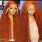 Orange Ginger Curly Human Hair Wigs 1B30 Ombre Human Hair Wig 13X4 Lace Front Hu