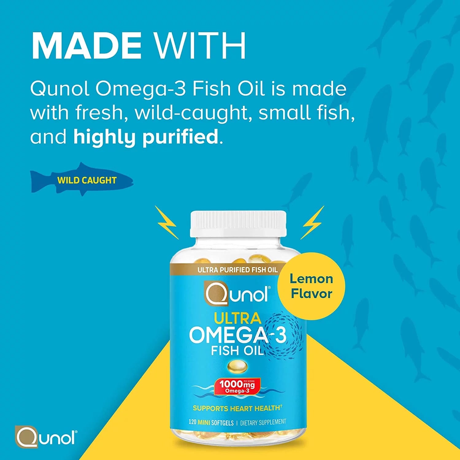 Mini Omega-3 Fish Oil Supplement (180 Count) Heart Health Support with 1000Mg Wild Caught Omega-3 Fatty Acids (Including EPA & DHA)