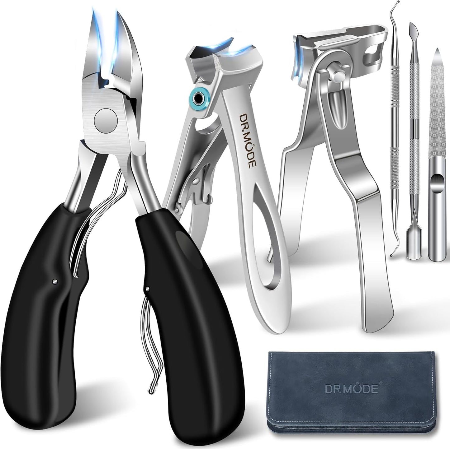 Toenail Clippers for Seniors Thick Toenails - Wide Jaw Opening Large Toe Nail Clippers for Thick Ingrown Nails, Professional Sharp Heavy Duty Nail Clipper Cutter for Mens Seniors with Leather Case