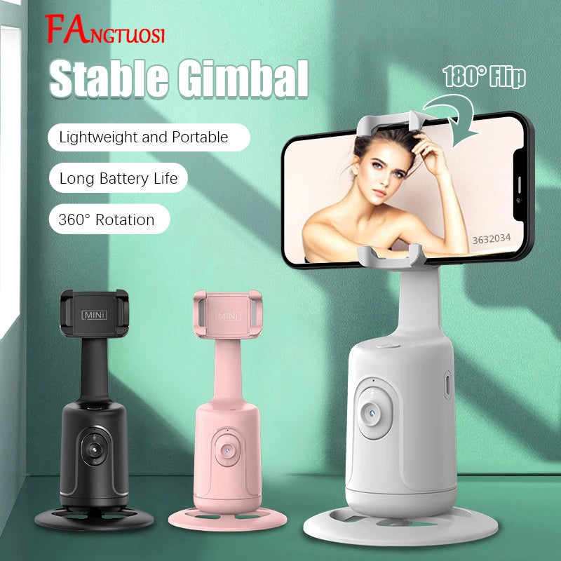 FANGTUOSI 2022 New 360 Rotation follow-up Gimbal Stabilizer Monopod Desktop tracking gimbal For Tiktok live photography