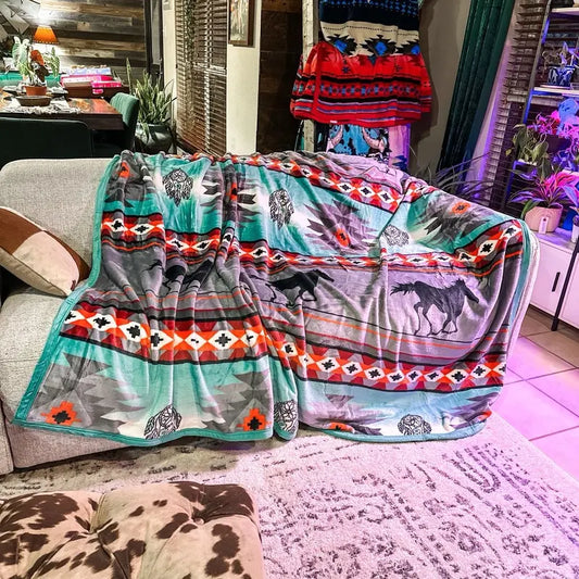 Jade Horse Oversized Throw Blanket