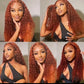 Orange Ginger Curly Human Hair Wigs 1B30 Ombre Human Hair Wig 13X4 Lace Front Hu