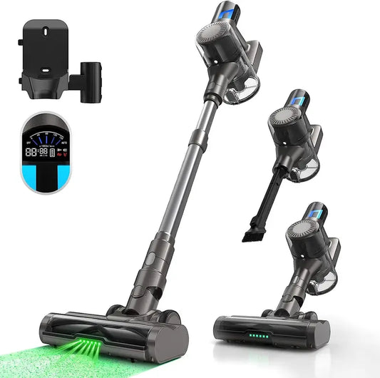 Cordless Vacuum, 30Kpa Lightweight Stick Vacuum Cleaner, LED Display, Anti-Tangle Floor Brush, for Hard Floor, Carpet, Pet Hair